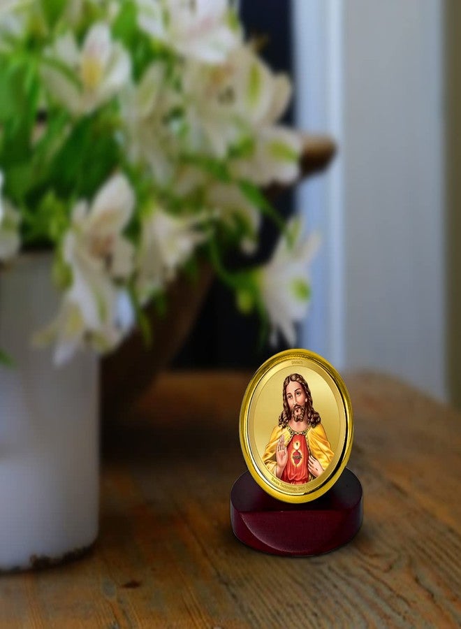 DIVINITI 24K Gold Plated Foil Jesus Christ Photo Frame for Car Dashboard, Car Idol, Table Décor|Religious Prayer MCF 1C Gold Frame for Gift (5.5x5.0 cm) - Image 4